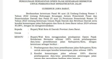 Instruksi Gubernur (Ingub) Nomor 02/KU.03.02.01/BAPENDA yang mengatur penggunaan penuh pendapatan opsen Pajak Kendaraan Bermotor (PKB) untuk pembangunan dan pemeliharaan jalan di kabupaten/kota se-Jawa Barat-grahabignews.com.